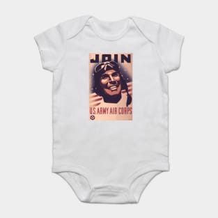 Vintage US Army Air Corps Recruiting Poster - Smiling Pilot Baby Bodysuit